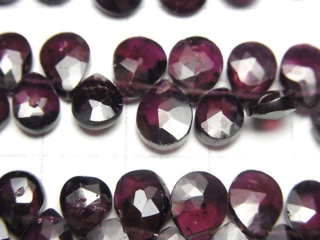 [Video]High Quality Garnet AA++ Pear shape Faceted Briolette 1strand beads (aprx.7inch/18cm)