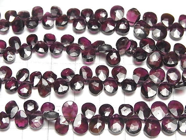 [Video]High Quality Garnet AA++ Pear shape Faceted Briolette 1strand beads (aprx.7inch/18cm)