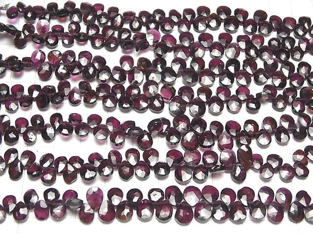 [Video]High Quality Garnet AA++ Pear shape Faceted Briolette 1strand beads (aprx.7inch/18cm)