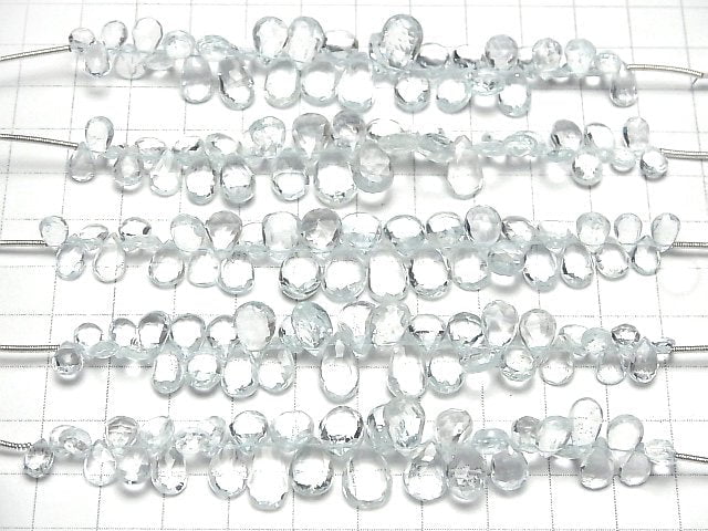 [Video]High Quality Natural color Blue Topaz AAA- Pear shape Faceted Briolette half or 1strand beads (aprx.3inch/8cm)