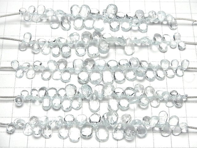 [Video]High Quality Natural color Blue Topaz AAA- Pear shape Faceted Briolette half or 1strand beads (aprx.3inch/8cm)