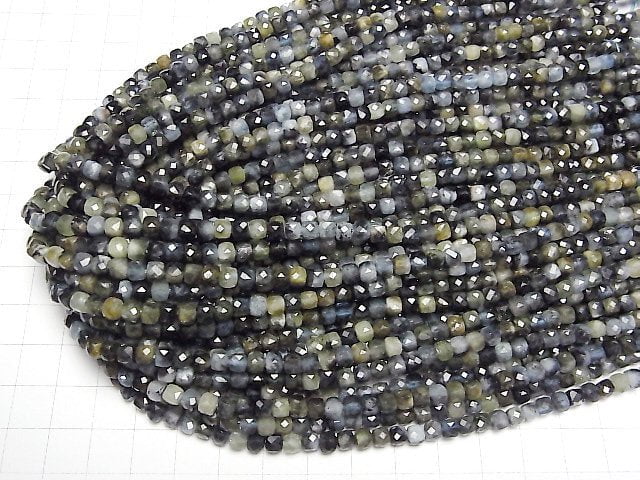 [Video] High Quality! Deep Blue Aquamarine AA+ Cube Shape 4x4x4mm 1strand beads (aprx.15inch/37cm)