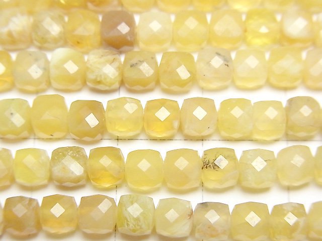 [Video] High Quality! Yellow Opal AA Cube Shape 4x4x4mm 1strand beads (aprx.15inch/37cm)
