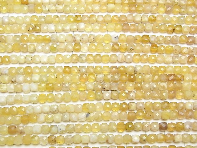 [Video] High Quality! Yellow Opal AA Cube Shape 4x4x4mm 1strand beads (aprx.15inch/37cm)