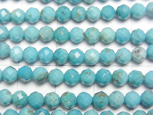 [Video]High Quality! Turquoise AA++ Faceted Round 4mm 1strand beads (aprx.15inch/37cm)