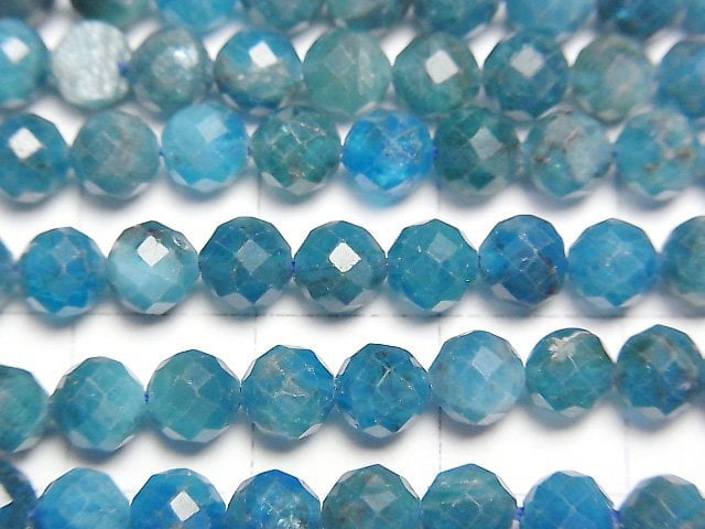 [Video] High Quality! Blue Apatite AA+ Faceted Round 5mm 1strand beads (aprx.15inch/36cm)