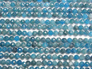 [Video] High Quality! Blue Apatite AA+ Faceted Round 5mm 1strand beads (aprx.15inch/36cm)