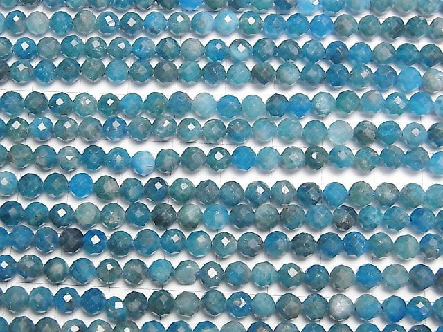 [Video] High Quality! Blue Apatite AA+ Faceted Round 5mm 1strand beads (aprx.15inch/36cm)