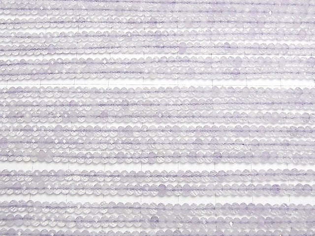 [Video] High Quality! Light color Amethyst AA++ Faceted Button Rondelle 3x3x2mm 1strand beads (aprx.15inch/36cm)
