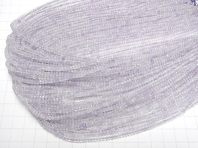 [Video] High Quality! Light color Amethyst AA++ Faceted Button Roundel 3x3x2mm 1strand beads (aprx.15inch/36cm)