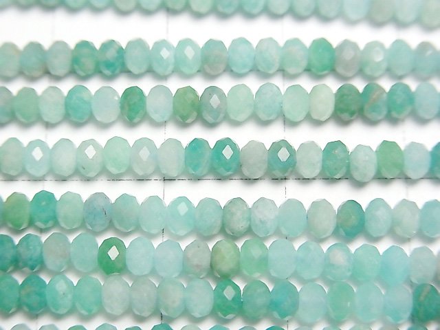 [Video]High Quality! Amazonite AA++ Faceted Button Roundel 3x3x2mm 1strand beads (aprx.15inch/37cm)