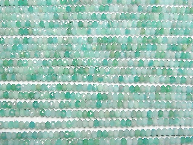[Video]High Quality! Amazonite AA++ Faceted Button Roundel 3x3x2mm 1strand beads (aprx.15inch/37cm)