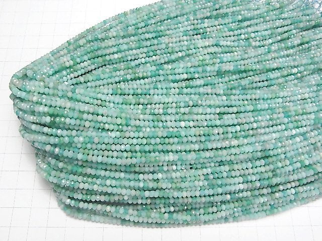 [Video]High Quality! Amazonite AA++ Faceted Button Roundel 3x3x2mm 1strand beads (aprx.15inch/37cm)