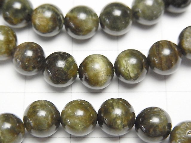 [Video] Green Tourmaline Cat's EyeAA++ Round 7.5mm,8.5mm Bracelet