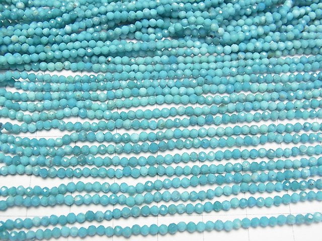 High Quality! Arizona Kingman Turquoise AAA- Faceted Round 2mm half or 1strand beads (aprx.13inch/31cm)