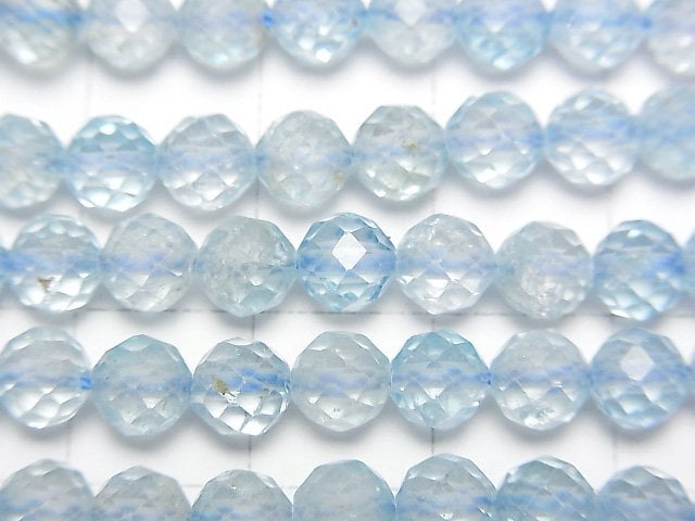 [Video] High Quality! Blue color Topaz AA++ Faceted Round 5mm half or 1strand beads (aprx.15inch/36cm)