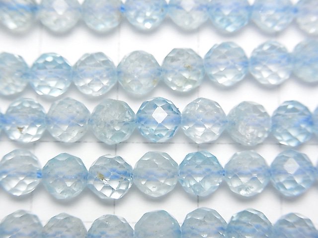 [Video] High Quality! Blue color Topaz AA++ Faceted Round 5mm half or 1strand beads (aprx.15inch/36cm)