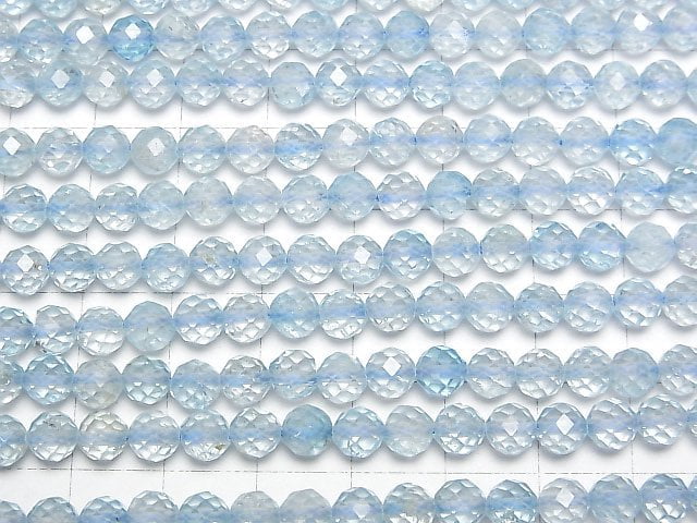 [Video] High Quality! Blue color Topaz AA++ Faceted Round 5mm half or 1strand beads (aprx.15inch/36cm)