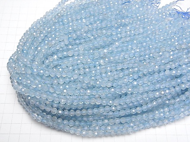 [Video] High Quality! Blue color Topaz AA++ Faceted Round 5mm half or 1strand beads (aprx.15inch/36cm)