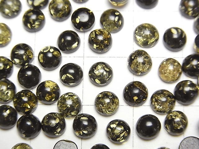 [Video] Cracked black color Amber Round Cabochon 5x5mm 10pcs