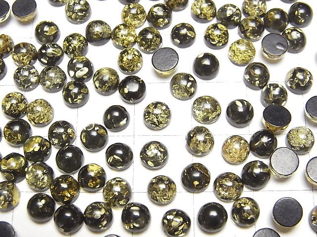 [Video] Cracked black color Amber Round Cabochon 5x5mm 10pcs