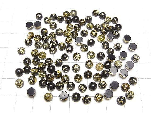 [Video] Cracked black color Amber Round Cabochon 5x5mm 10pcs