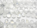 [Video]High Quality Rainbow Moonstone AAA- Drop Faceted Briolette half or 1strand beads (aprx.8inch/20cm)