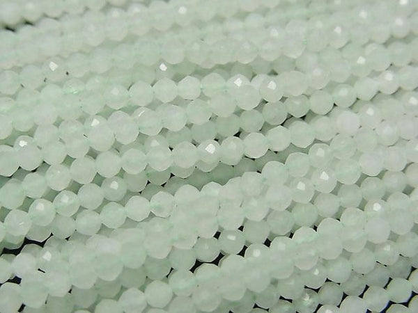[Video]High Quality! Pastel Green Jade Faceted Round 2mm 1strand beads (aprx.12inch/30cm)