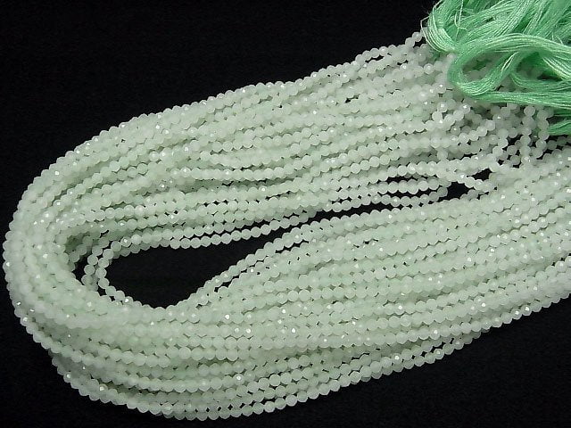 [Video] High Quality! Pastel Green Jade Faceted Round 2mm 1strand beads (aprx.12inch/30cm)