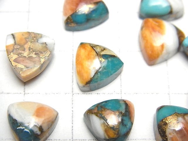 [Video] Oyster Copper Turquoise Triangle Cabochon 10x10mm 2pcs