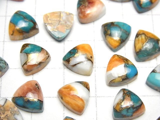 [Video] Oyster Copper Turquoise Triangle Cabochon 10x10mm 2pcs