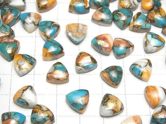 [Video] Oyster Copper Turquoise Triangle Cabochon 10x10mm 2pcs