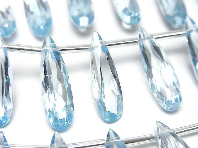 [Video] High Quality Sky Blue Topaz AAA Pear Shape Faceted 20x6mm Half or 1 Strand (8pcs)