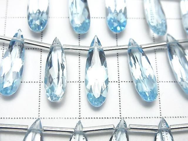 [Video] High Quality Sky Blue Topaz AAA Pear Shape Faceted 20x6mm Half or 1 Strand (8pcs)