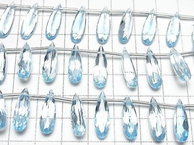 [Video] High Quality Sky Blue Topaz AAA Pear Shape Faceted 20x6mm Half or 1 Strand (8pcs)