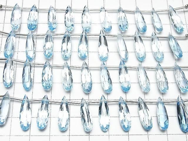[Video] High Quality Sky Blue Topaz AAA Pear Shape Faceted 20x6mm Half or 1 Strand (8pcs)