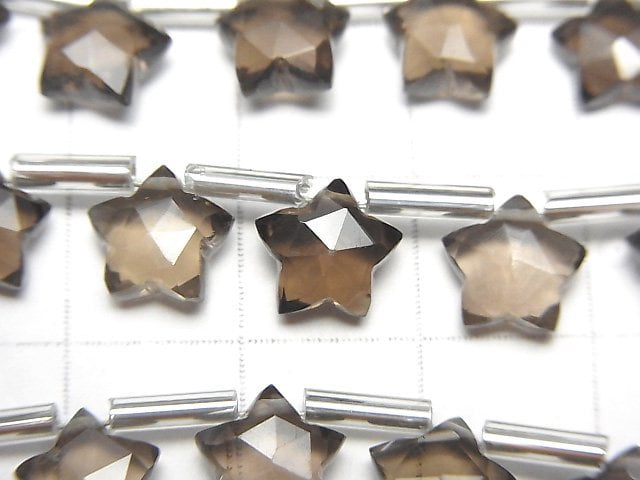 [Video]High Quality Smoky Quartz AAA- Faceted Star 8x8mm 1strand (8pcs )