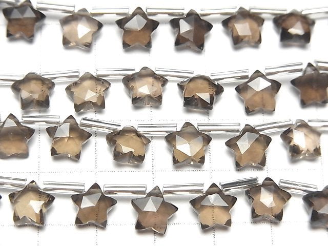 [Video]High Quality Smoky Quartz AAA- Faceted Star 8x8mm 1strand (8pcs )