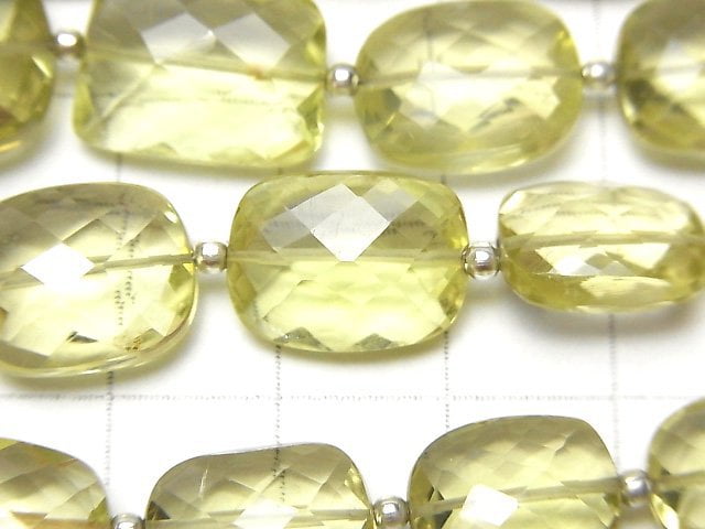 [Video]High Quality Lemon Quartz AAA- Faceted Rectangle 1strand beads (aprx.7inch/18cm)