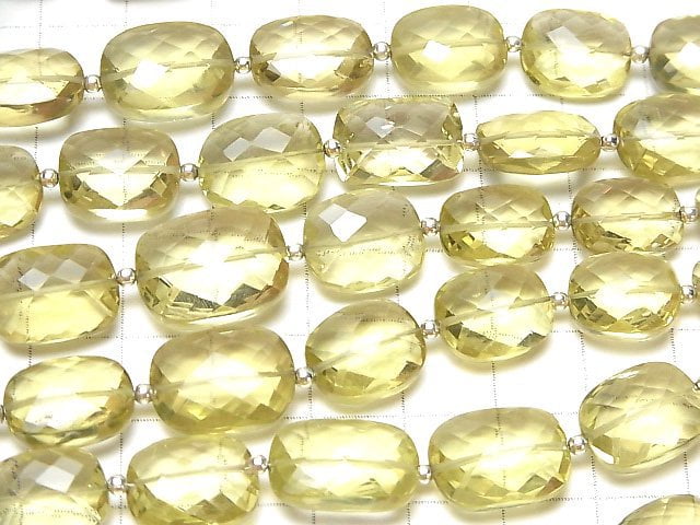 [Video]High Quality Lemon Quartz AAA- Faceted Rectangle 1strand beads (aprx.7inch/18cm)