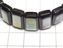 [Video] High-quality black shell AAA 2-hole faceted rectangle 14x9x5mm 1strand (bangle bracelet)