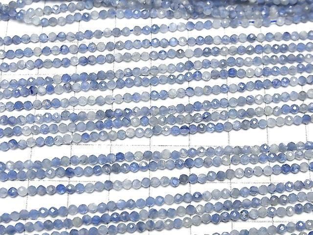 [Video] High Quality! Kyanite AA++ Faceted Round 2mm 1-strand beads (approx. 15 inches/37 cm)
