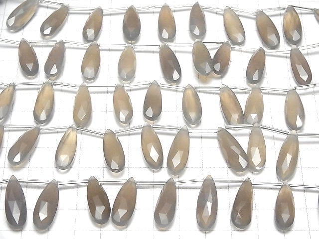 [Video] Gray Onyx AAA Pear shape Faceted Briolette 24x8mm half or 1strand (8pcs )