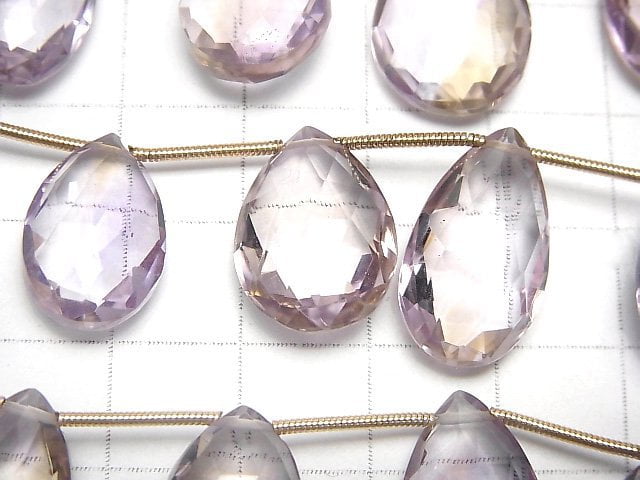 [Video]High Quality Ametrine AAA- Pear shape Faceted Briolette 1strand (9pcs)