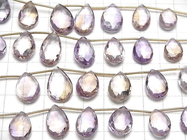 [Video]High Quality Ametrine AAA- Pear shape Faceted Briolette 1strand (9pcs)