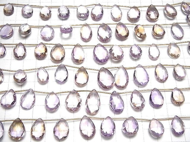 [Video]High Quality Ametrine AAA- Pear shape Faceted Briolette 1strand (9pcs)