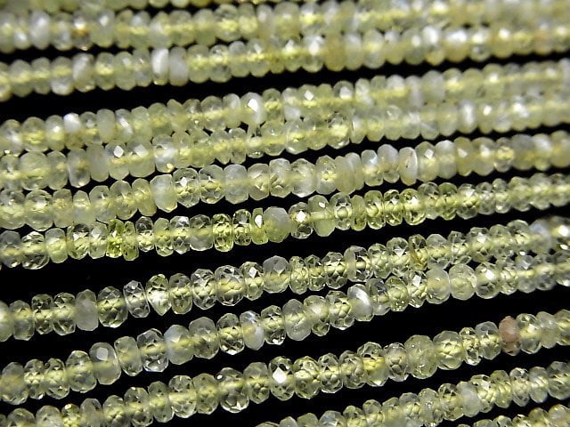 [Video]High Quality! Chrysoberyl Cat's EyeAAA- Faceted Button Roundel half or 1strand beads (aprx.16inch/40cm)