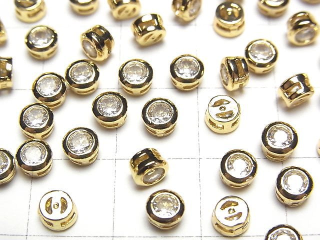 Metal parts bezel setting 4.5x4.5x2.5mm with CZ 18KGP 2pcs