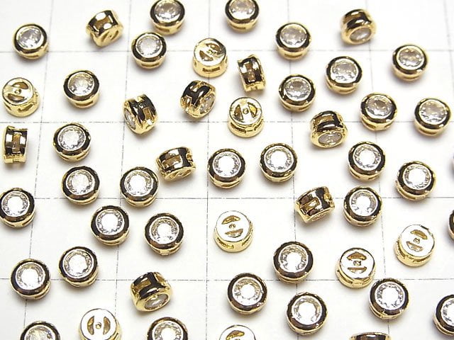 Metal parts bezel setting 4.5x4.5x2.5mm with CZ 18KGP 2pcs