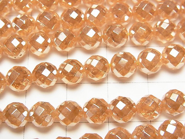 [Video] Crack Champagne Aura Crystal Quartz AAA 64Faceted Round 6mm half or 1strand beads (aprx.15inch/38cm)